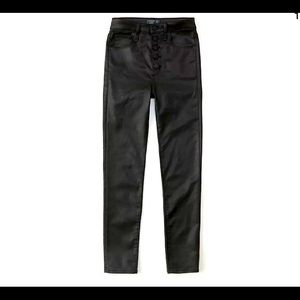 Abercrombie Black Coated HR Skinny Ankle Jeans NEW